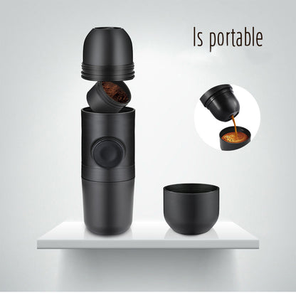 Portable hand press coffee machine