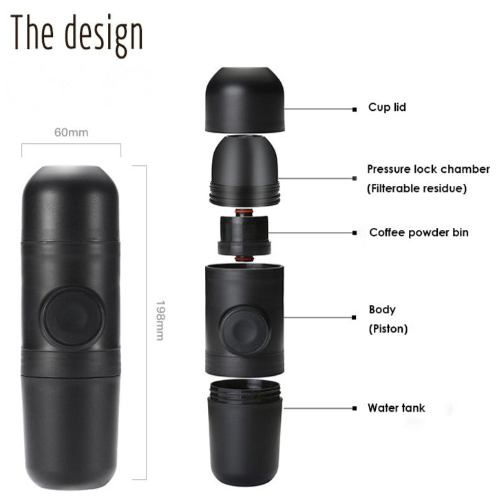 Portable hand press coffee machine